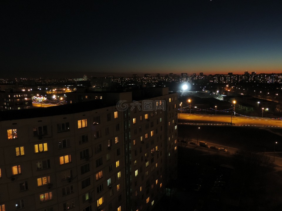 夜晚的城市,夜景,莫斯科之夜