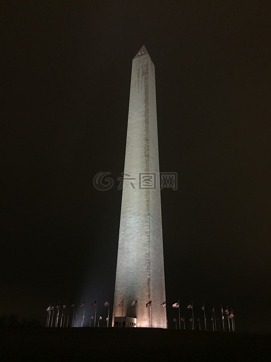 纪念碑,华盛顿,夜