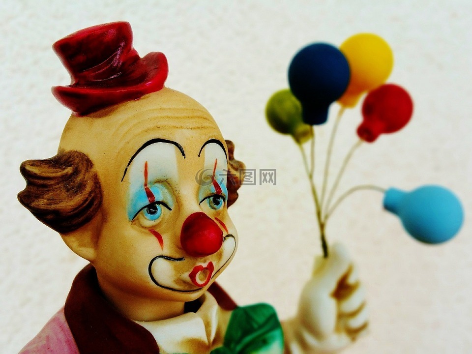 小丑,气球,小雕像