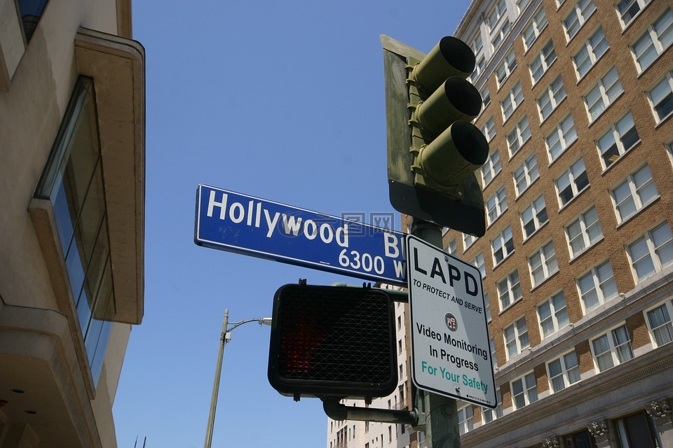 好莱坞,路牌,洛杉矶