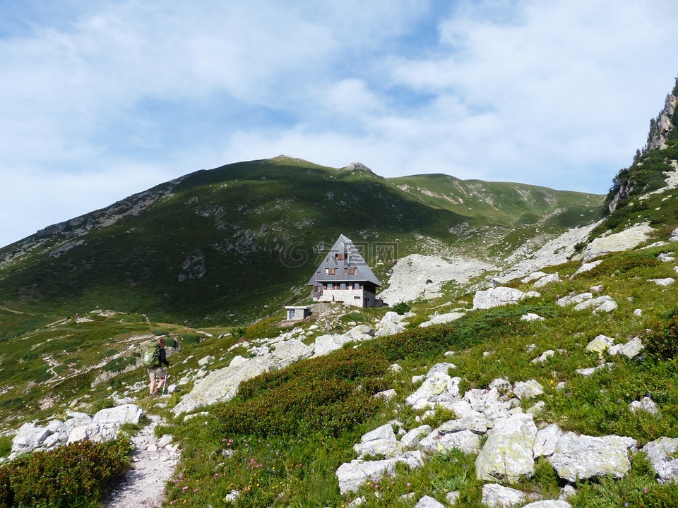 rifugio 著作,阿尔卑斯山的小屋,山上的小屋