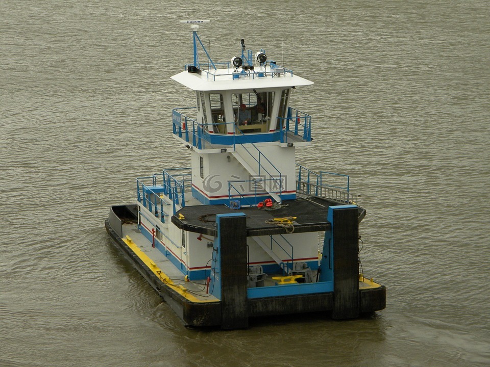拖船,河,密西西比州