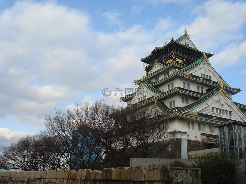 大阪城堡,城堡,天空