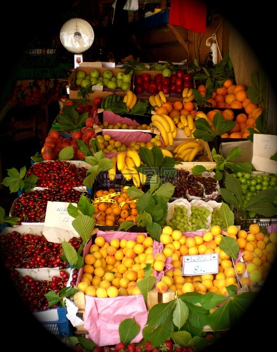 水果摊,水果,市场摊位