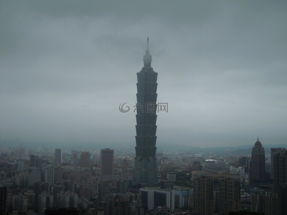 台北101,雲霧,春天