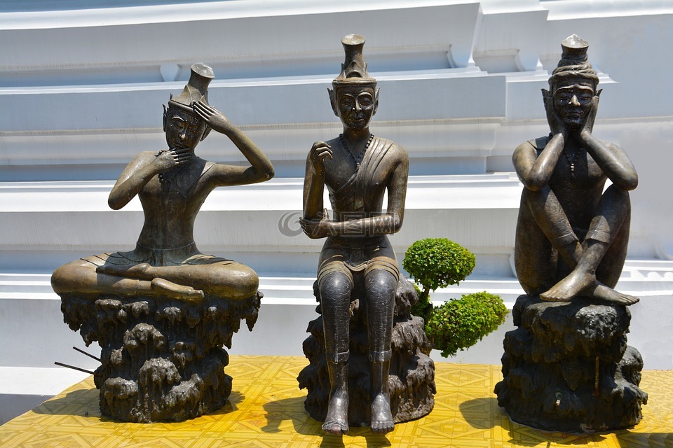 泰国瑜伽雕像,修行,按摩的雕塑姿势
