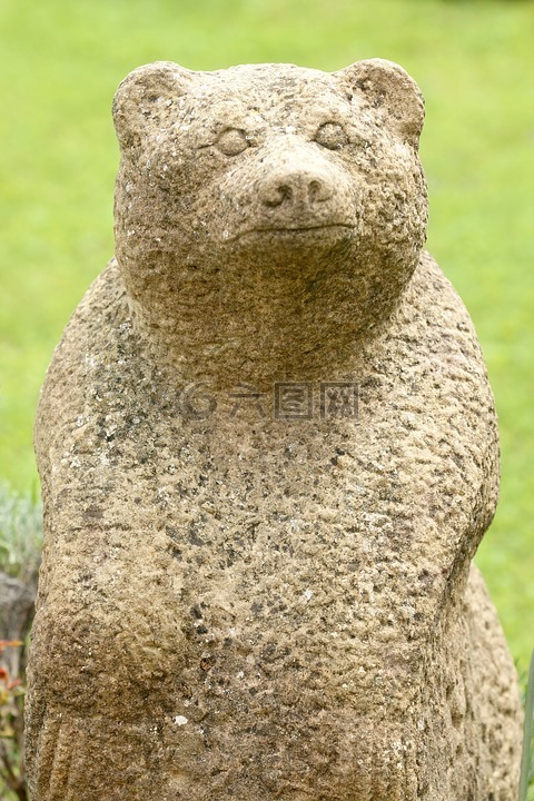 熊,雕塑,石