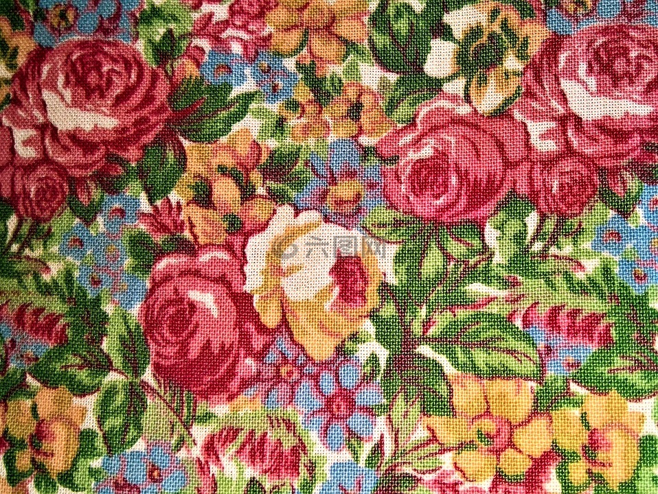 织物,玫瑰花纹图案,纺织