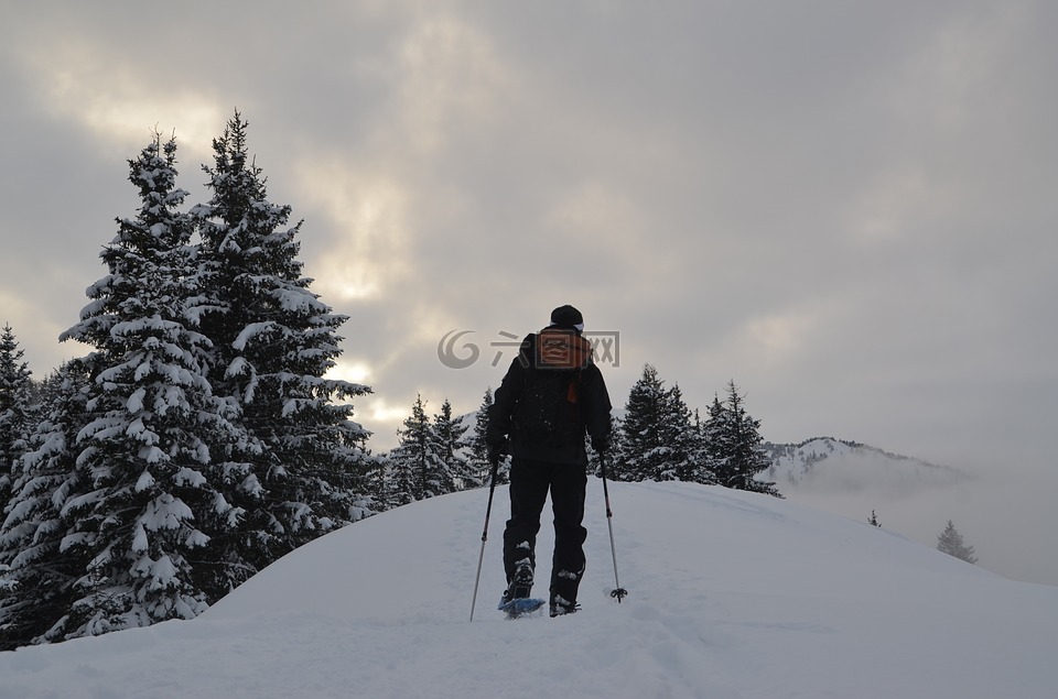 雪地行走,徒步旅行,雪