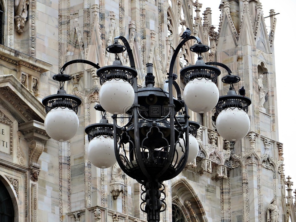 路灯,米兰,大教堂
