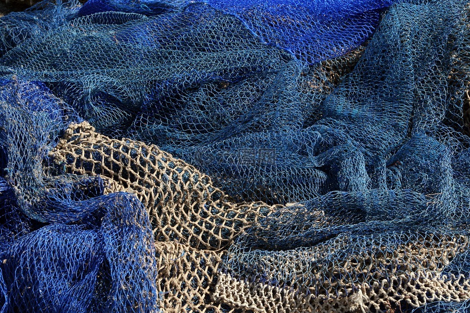 渔网,渔业,蓝色