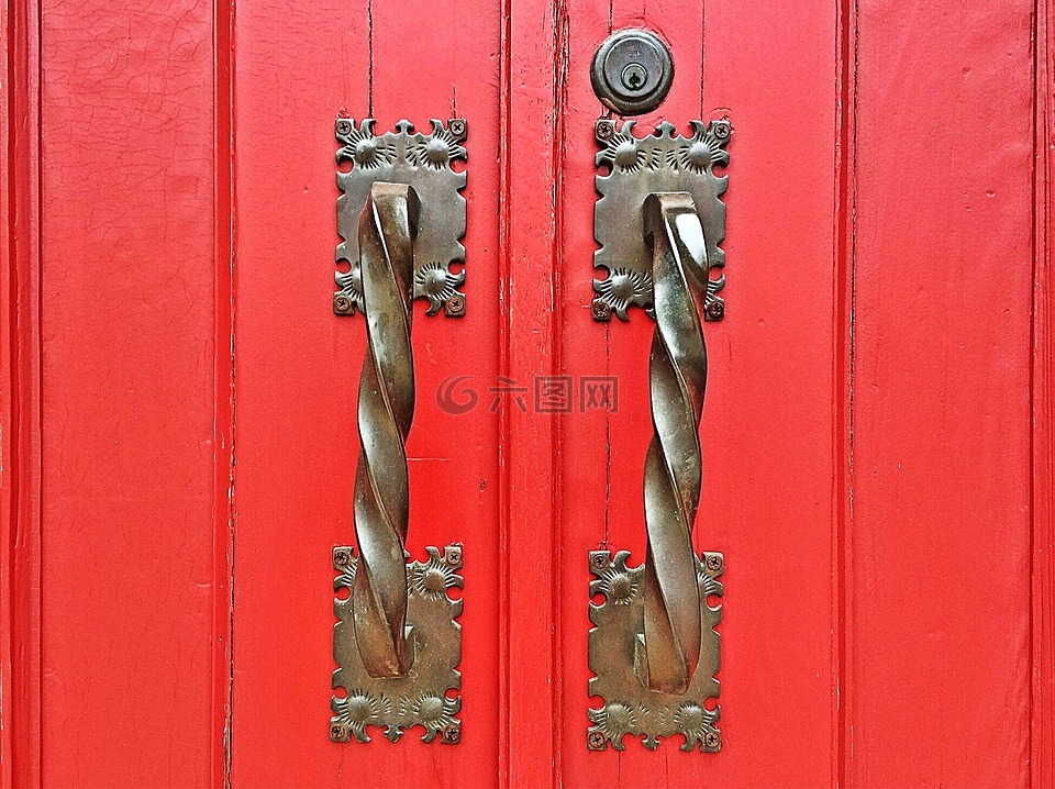 门,红色,处理