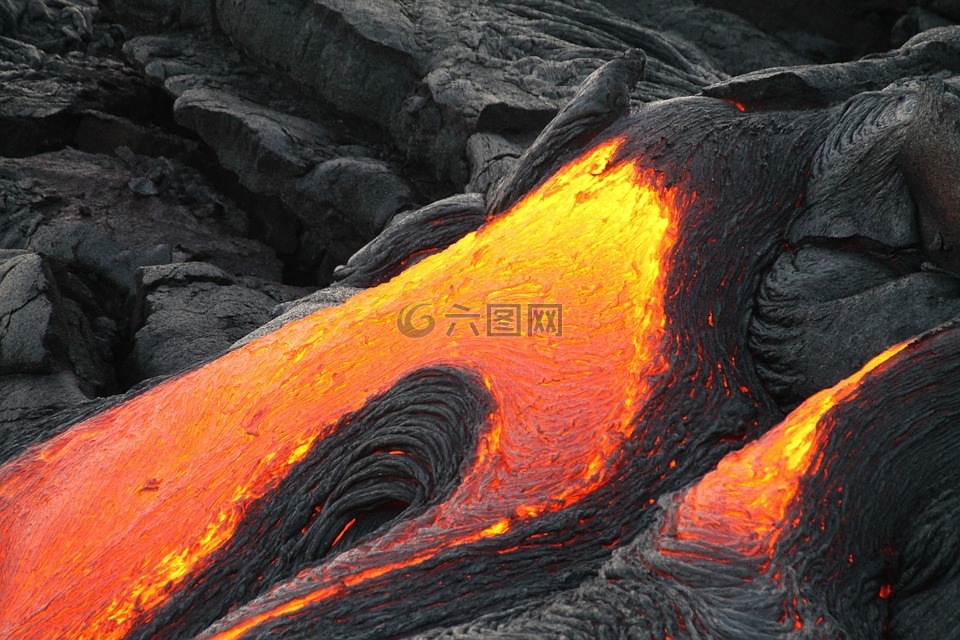 火山,岩浆,流动