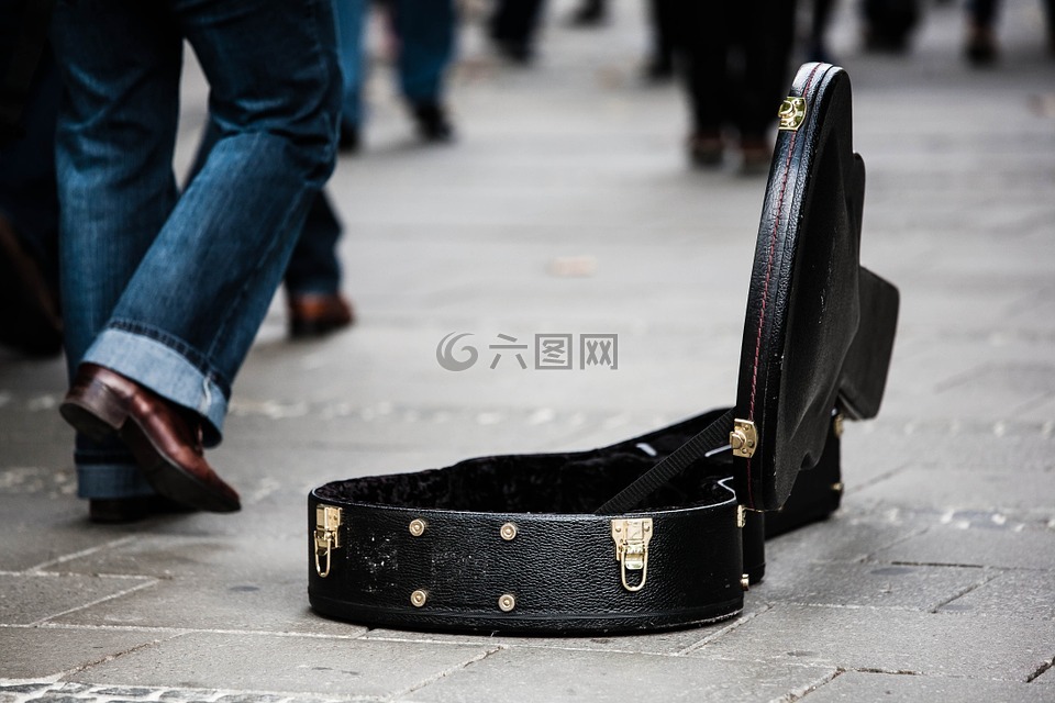吉他盒,街头音乐家,捐赠