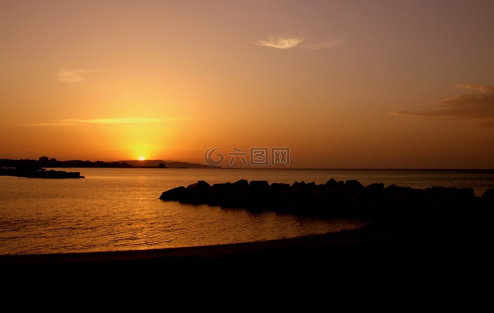 日落,特拉帕尼,西西里岛