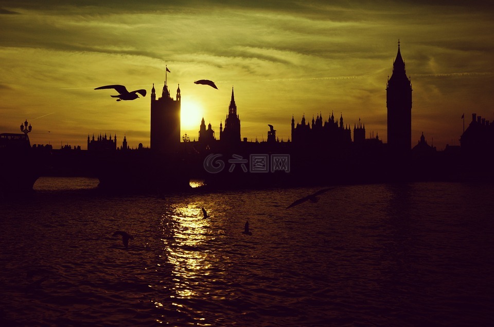 伦敦,日落,伦敦桥
