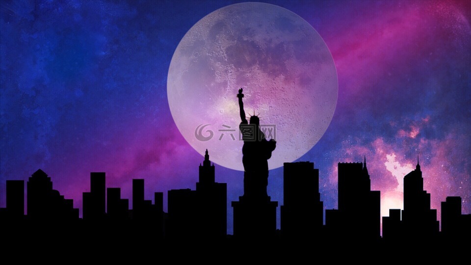 纽约,月亮,星星