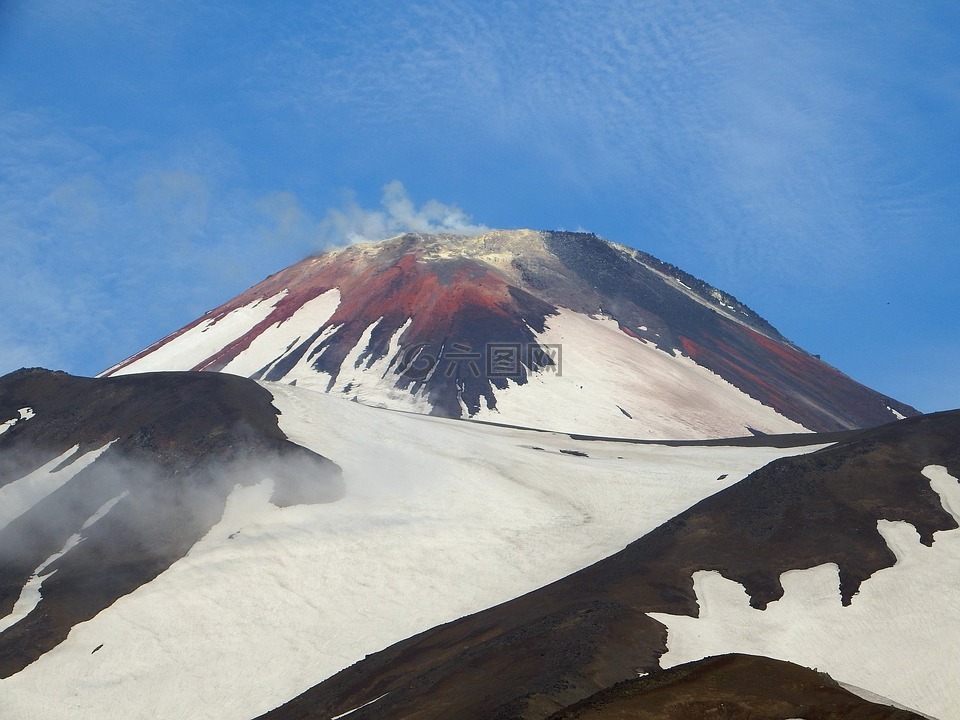 火山,乳头,山