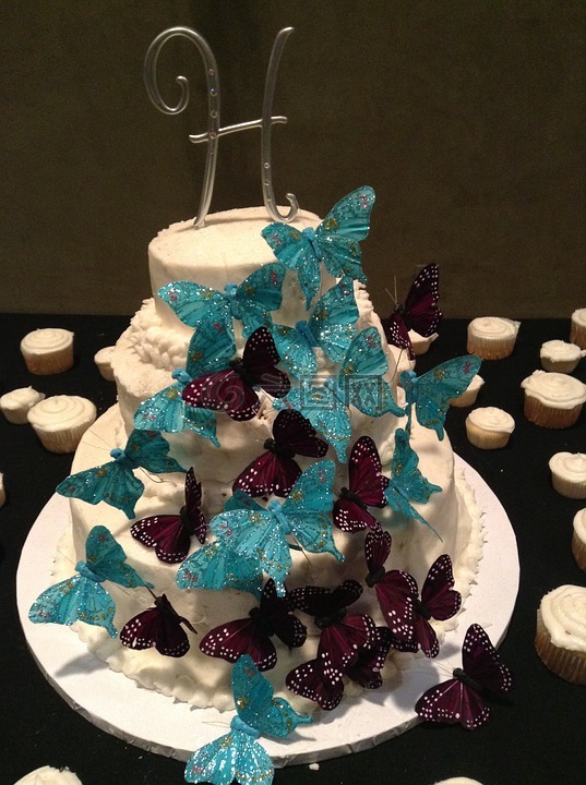 蛋糕装饰,婚礼,蝴蝶