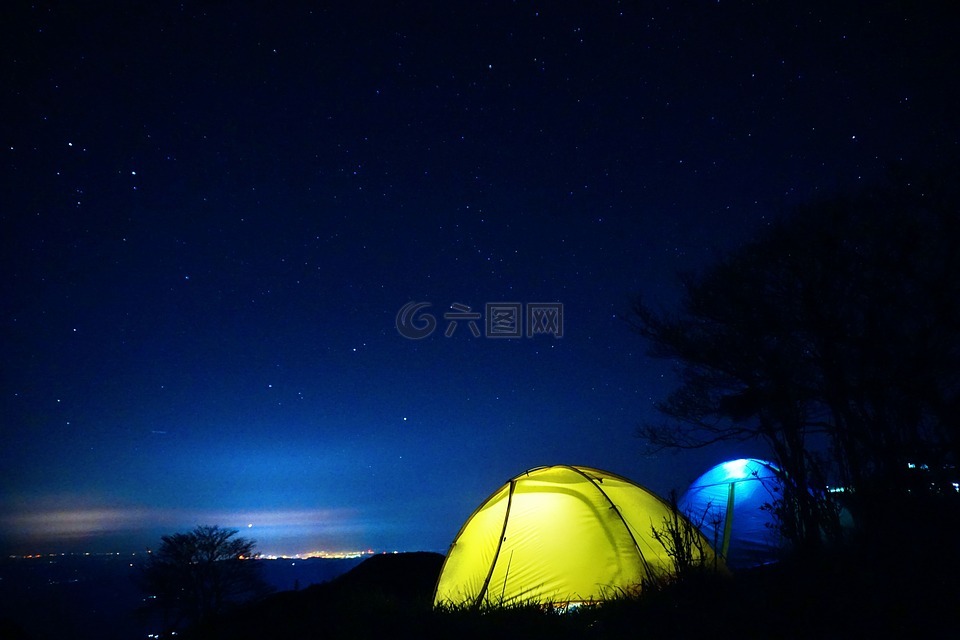 星空,帐篷,夜晚