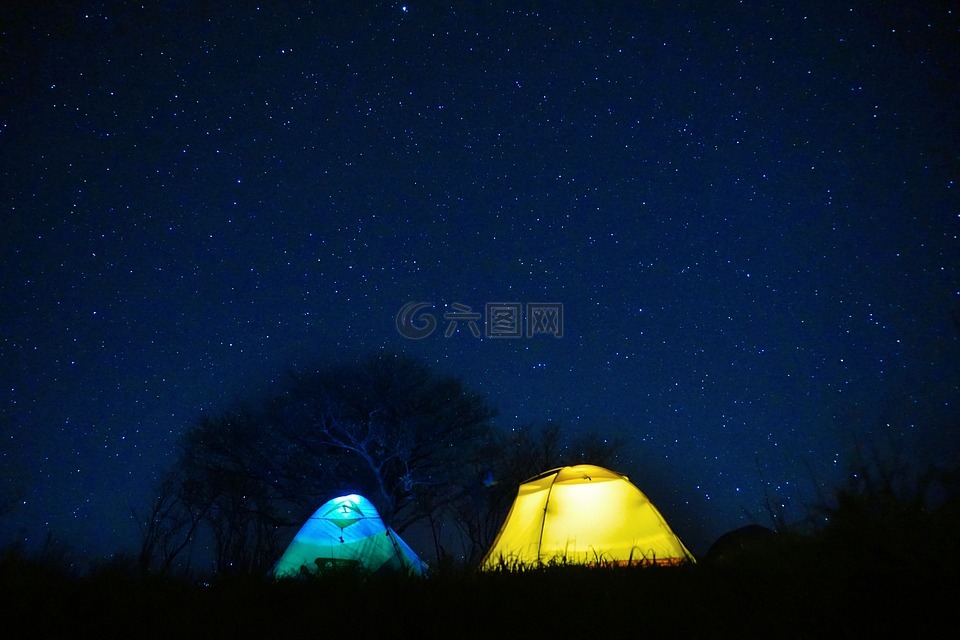 星空,帐篷,夜晚