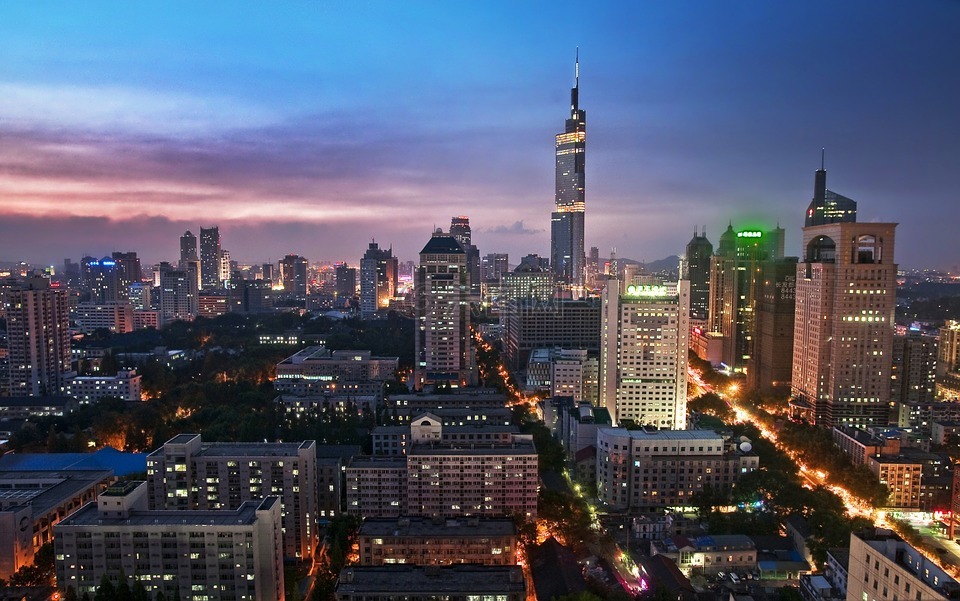 城市夜景,南京,紫峰大厦