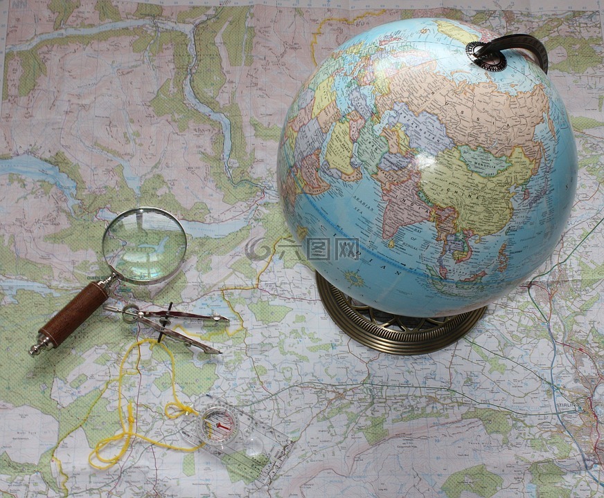 地图,旅行,指南针