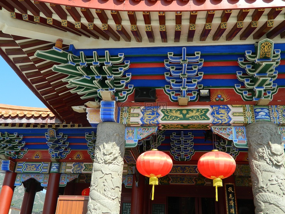 中国古建筑,庙宇,屋檐