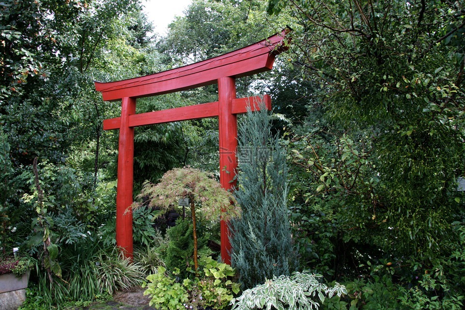 日本花园,牌坊,花园