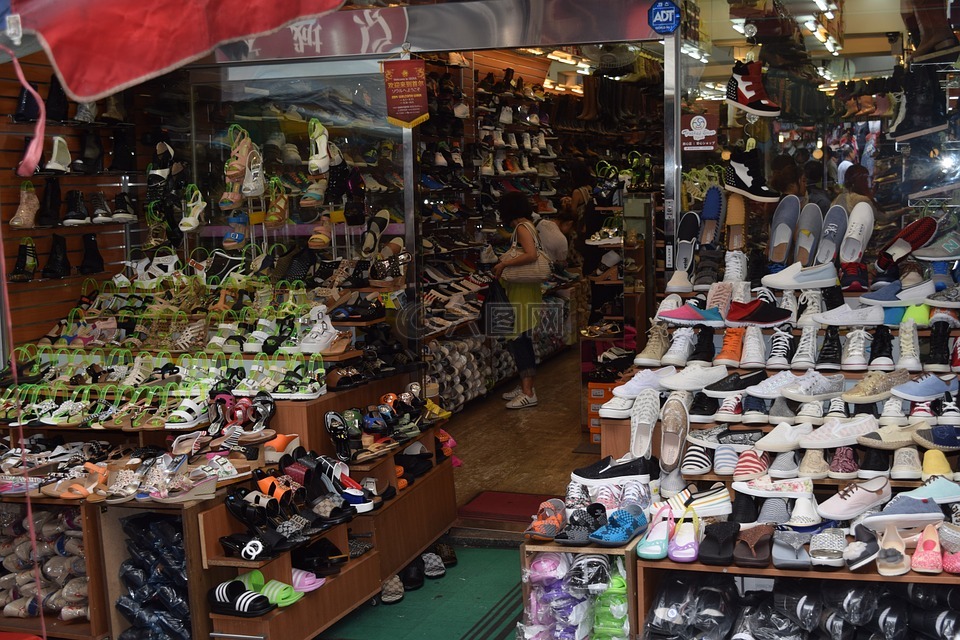 传统的市场,鞋子,购物中心