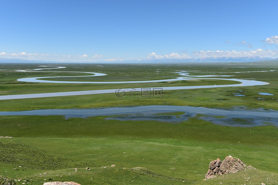 新疆,巴音布魯克,河