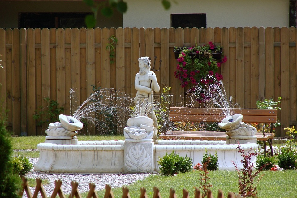 海王星,喷泉,花园
