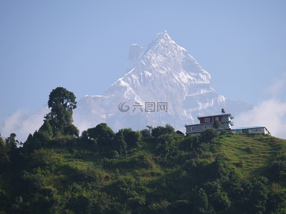 尼泊尔,山,景观