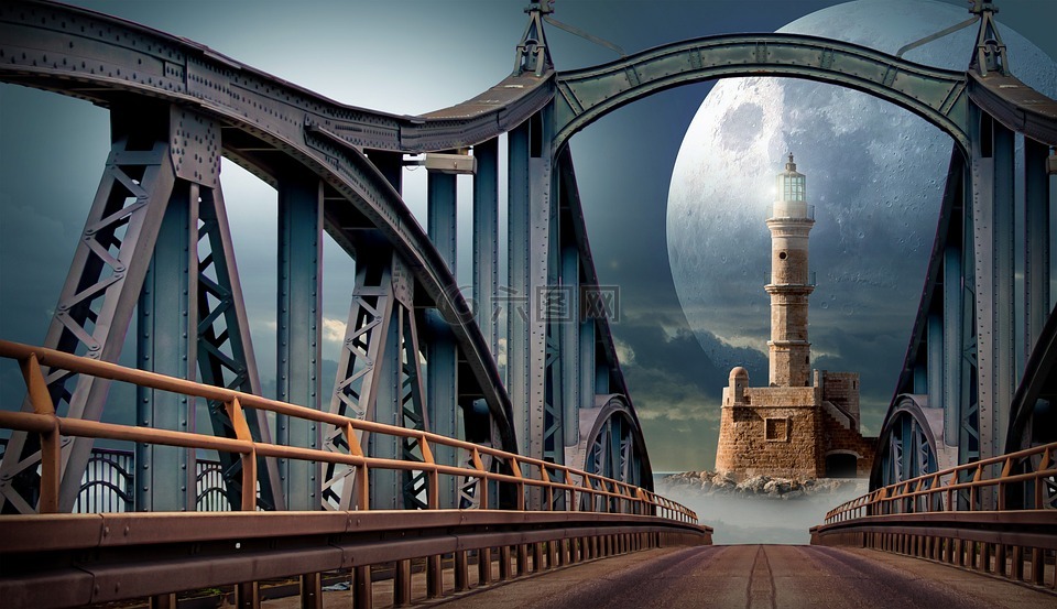 桥,月球,灯塔