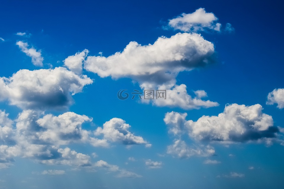 天空,云,蓝色的天空的云彩
