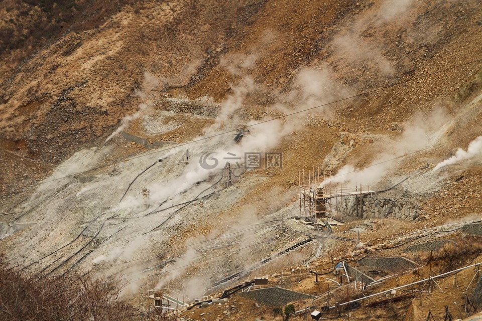 大涌谷,蒸汽,火山遗迹