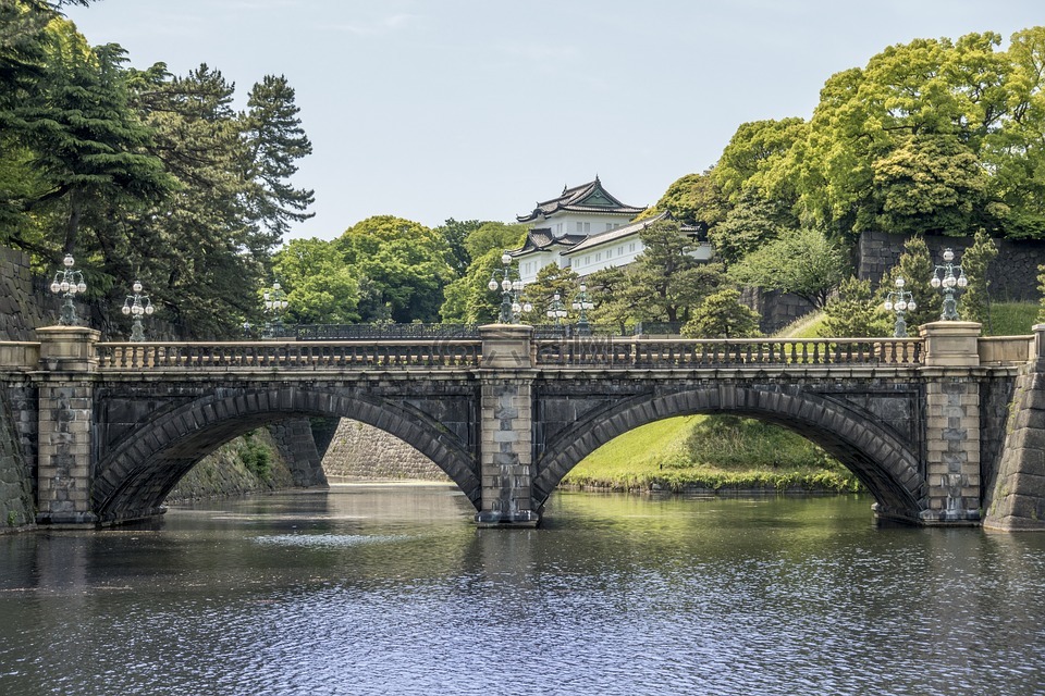 城堡,日本,桥