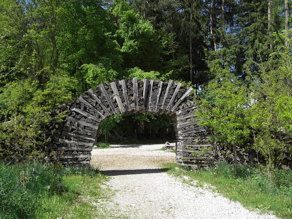 木制门,holzstapel,森林