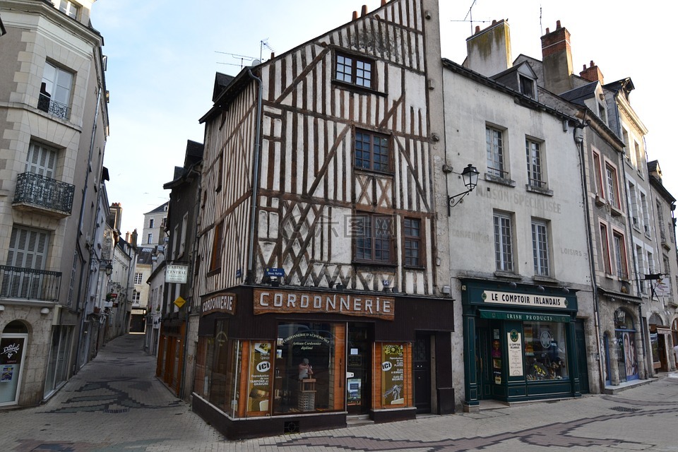 中世纪的街道,修鞋店,中世纪的房子