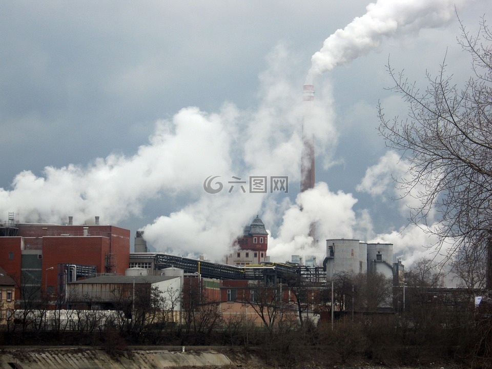 工业厂房,烟,烟囱