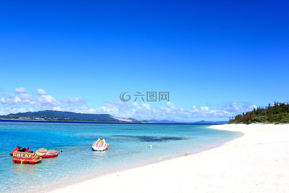 海滩,冲绳,海