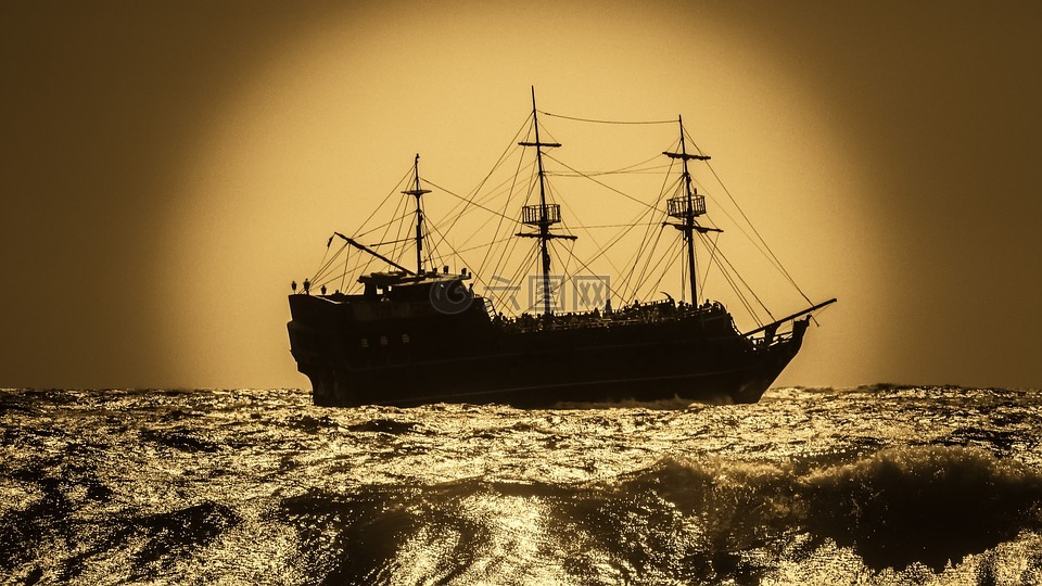 战舰,海盗船,帆船