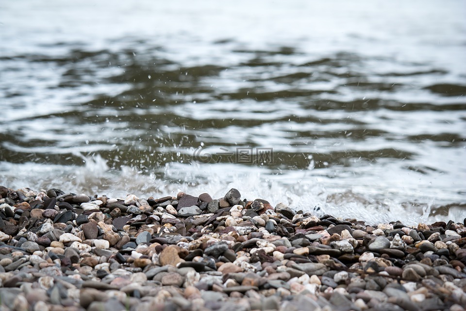 卵石,海滩,石头