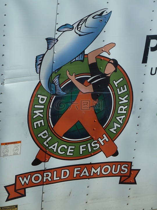 鱼,标志,鱼市场