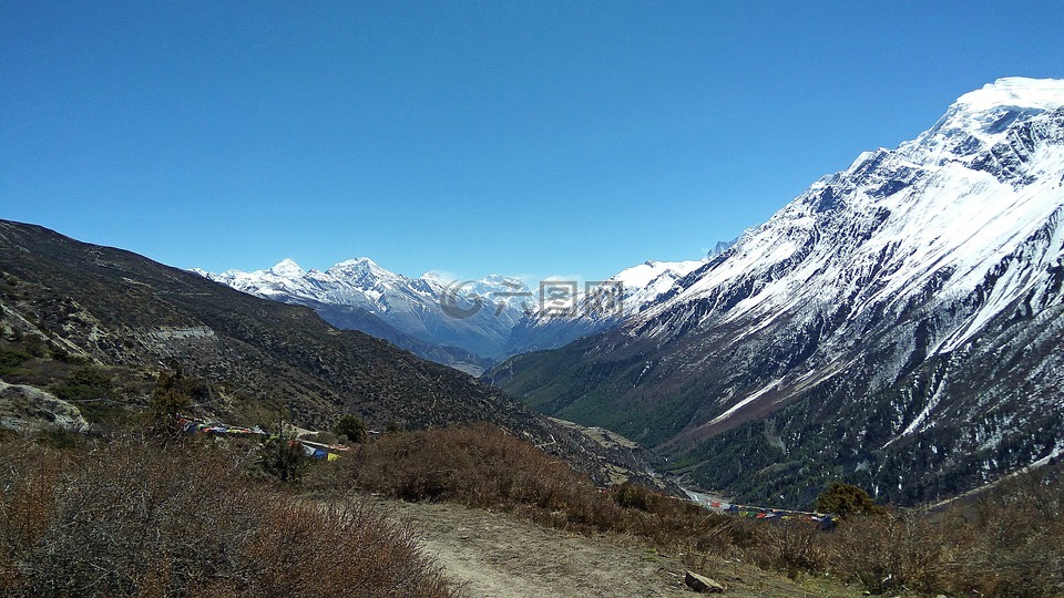 尼泊尔山,山,尼泊尔的景观