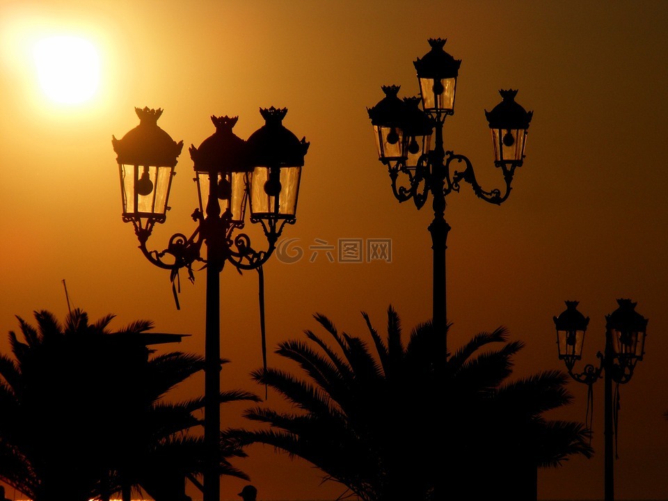 灯笼,太阳,红色