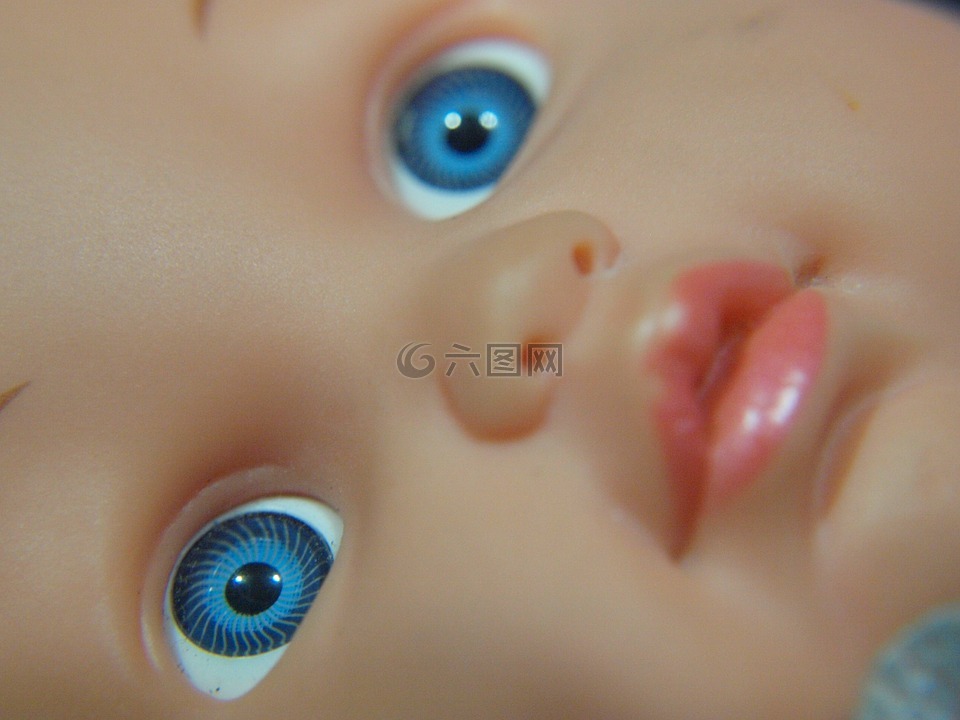 眼,娃娃,蓝眼