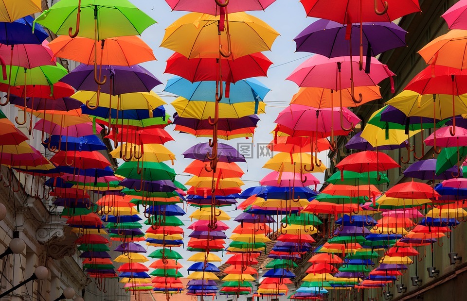 伞,多彩,五彩缤纷