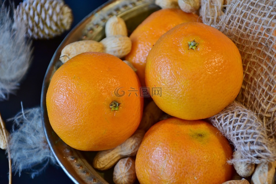 橘子,花生米,坚果