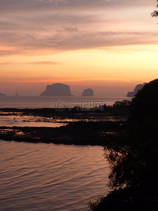 日落,甲米,泰国